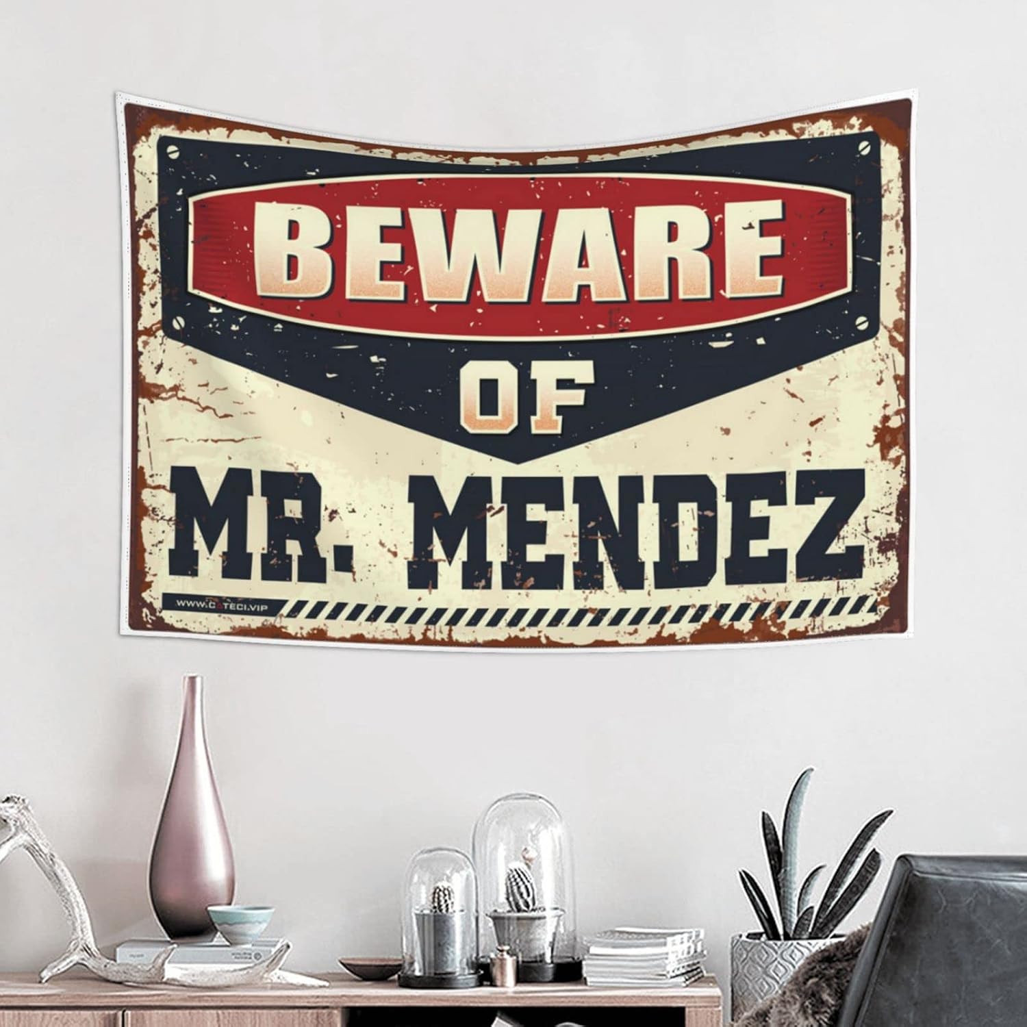 MUXISTRO Man Cave Rules Beware Of Mr. Mendez Tapestry Wall Decor Dorm Tapestry Funny(75X100CM) image 2