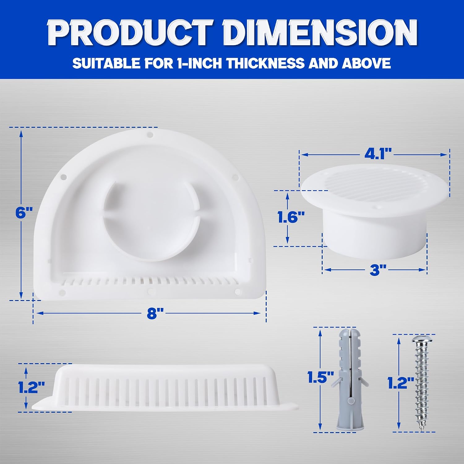 Lonffery RV Vent Covers for Trailer with Mounting Hardware - Side Air Vents for ATV, Cycle, Truck, Cargo & Work Trailers, White