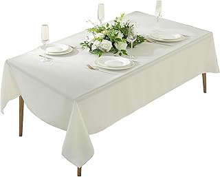 Craft And Party Rectangle Tablecloth, 70 x 108 Inch Ivory Tablecloth, Polyester Fabric Washable Table Cloth for Home, Part...