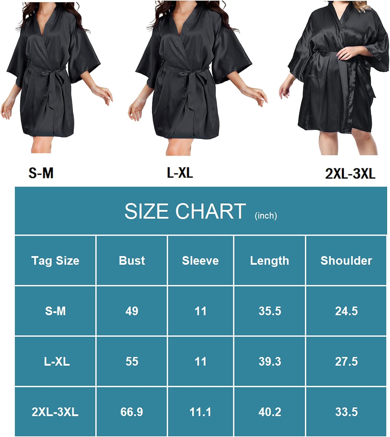 EPLAZA Women Silky Satin Robe Wedding Bridal Party Bride Bridesmaid Robes Kimono Loungewear Dressing Gowns - Image 6
