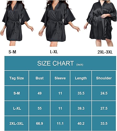 Miniatura 6 de EPLAZA Bata de satén sedoso para mujer, para boda, novia, fiesta, novia, dama de honor, kimono, ropa de descanso, vestidos