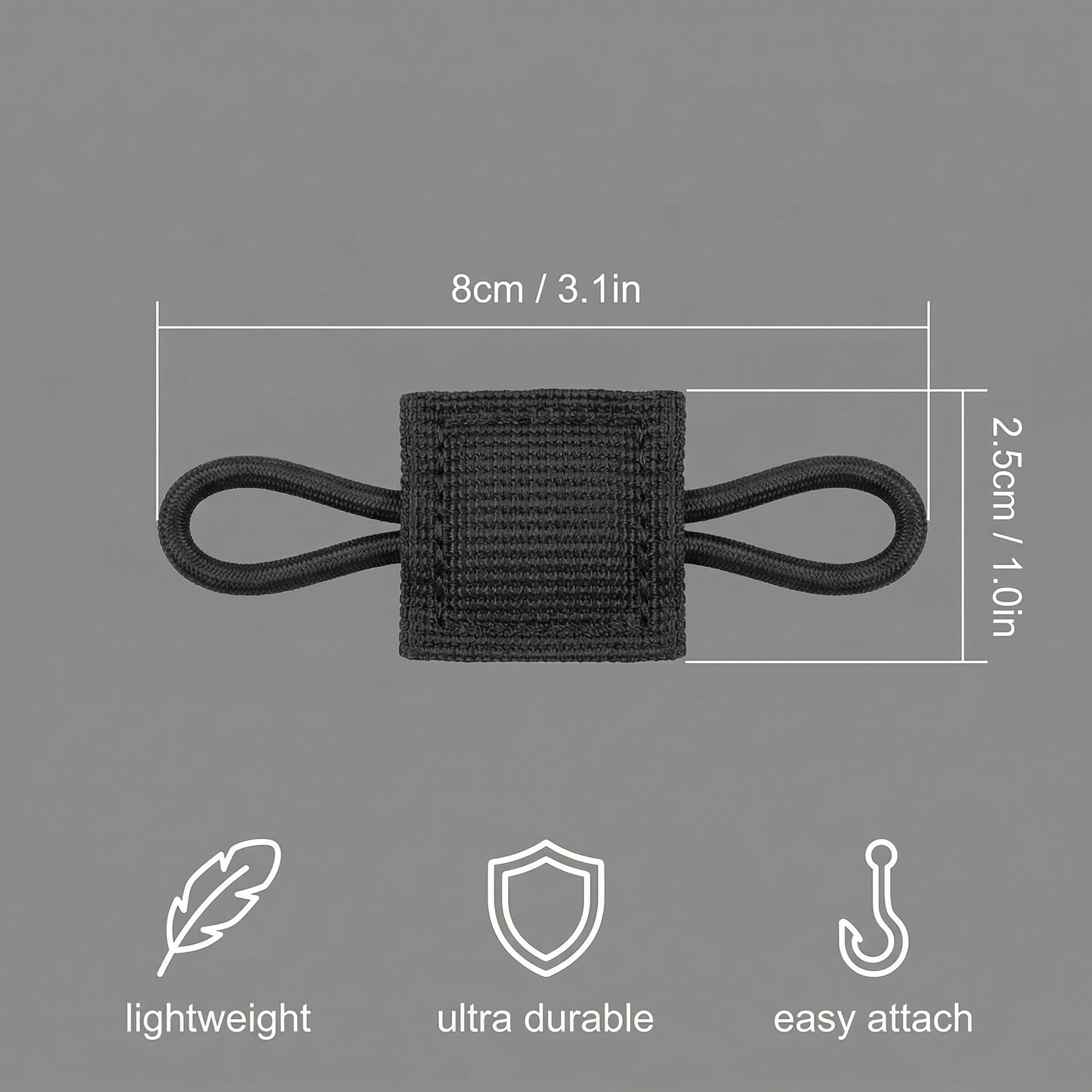 Lot de 12 Attaches Molle Tactiques, Boucle Élastique de Fixation pour Sac à Dos et Gilet de Randonnée, Accessoire Système de Gestion de Sangles pour Extérieur (6 Noir & 6 Vert Armée)