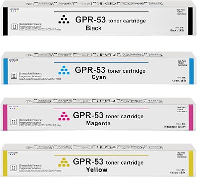 GPR-53 GPR53 Toner Cartridge High Capacity Black Cyan Yellow Magenta Toner Replacement for Canon ImageRunner Advance C3325 C3325i C3330 C3330i C3525 C3525i C3530 C3530i DX C3730i C3730i Printer