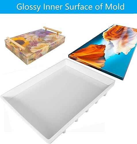 Miniatura 5 de Moldes de silicona rectangulares de resina de 16 x 12 pulgadas para mesa de río, tablas de cortar, bandejas de servir, platos de queso (con 4 moldes