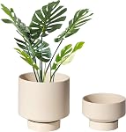 UBEE Plant Pot for Indoor Plants | 5.43 + 4.61 Inch Ceramic Flower Pot | Small Planter Pots with Drainage Hole and Saucer for Herb, Cactus and Orchid, 2 Set, White