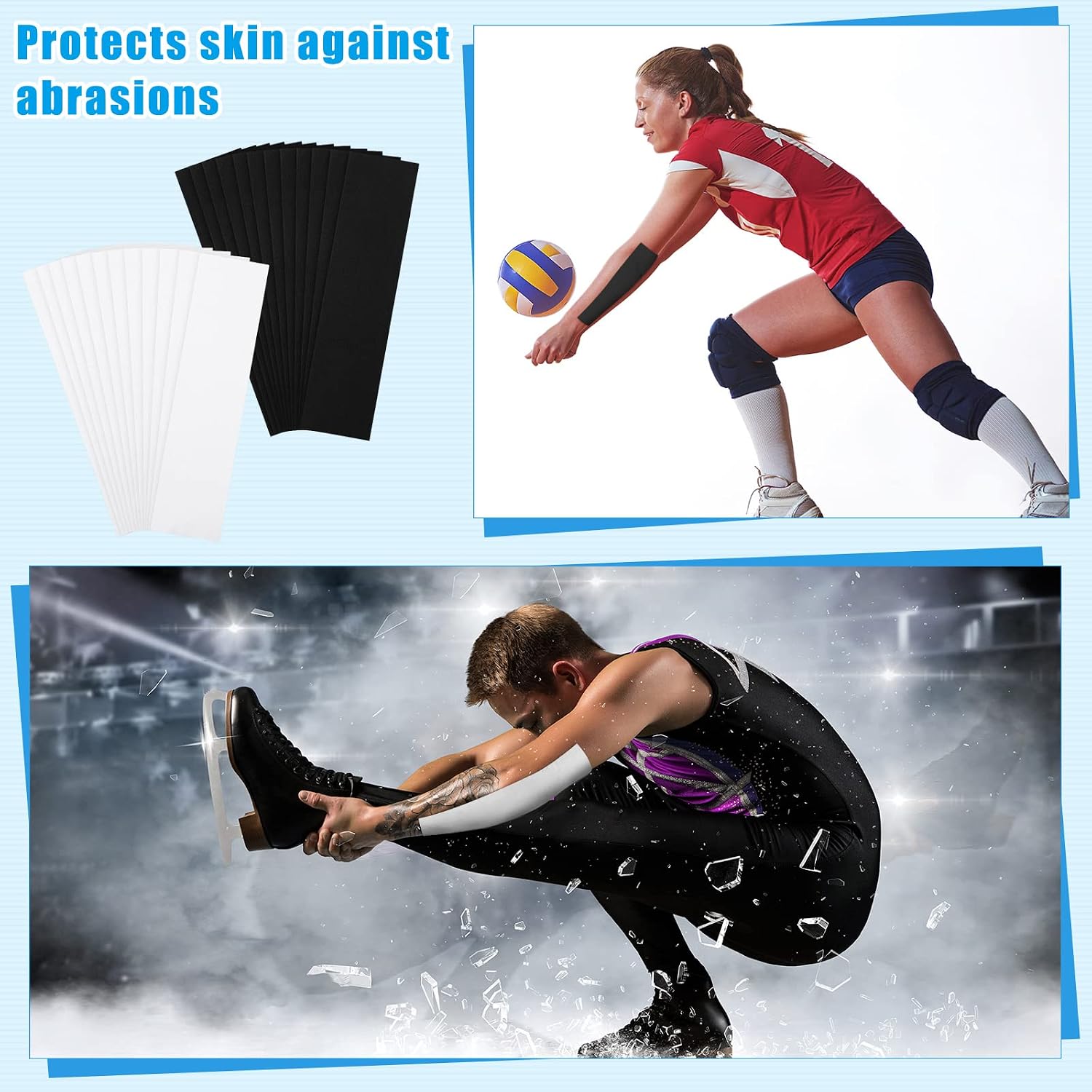 Sosation 24 Pcs Athletic Turf Tape Easy to Apply, Black, White