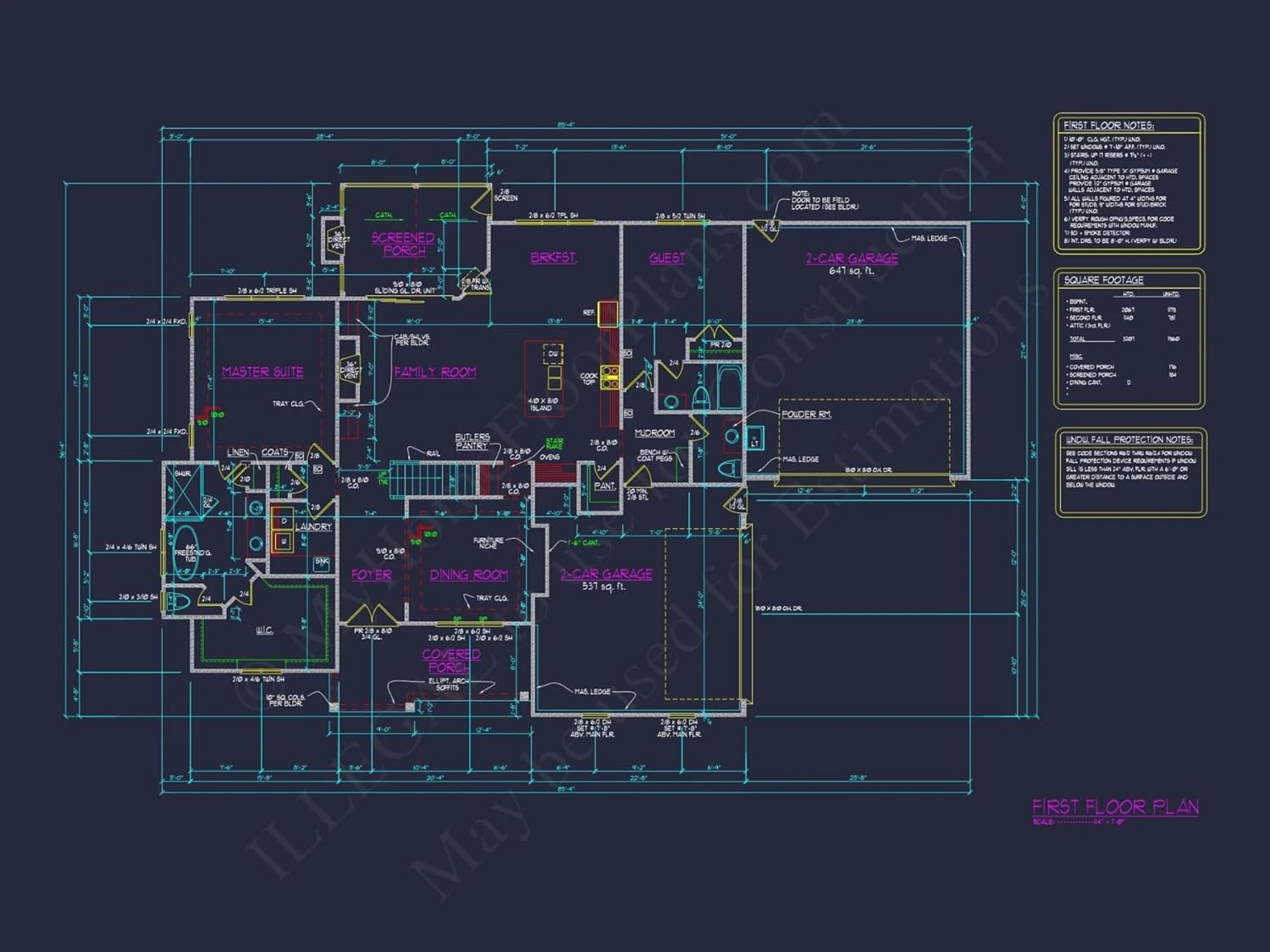 19-1984 HOUSE PLAN - Traditional House Floor Plan with CAD Architecture Designs