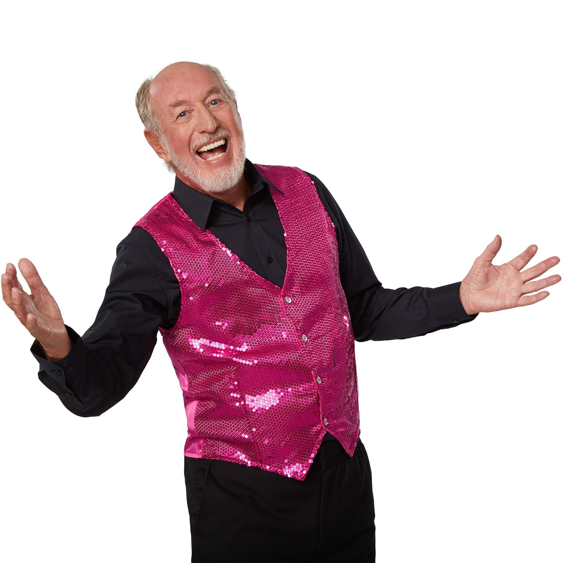 dressforfun 901000 Gilè da Uomo con Paillettes, Discoteca Carnevale Festa -Modelli Differenti (S | Rosa | No. 303986)