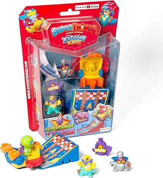 SUPERTHINGS Kazoom Kids Blister Pack with 4 SuperThings Including 1 Silver-Coloured Captain, 1 Kazoom Slider and 1 Ramp