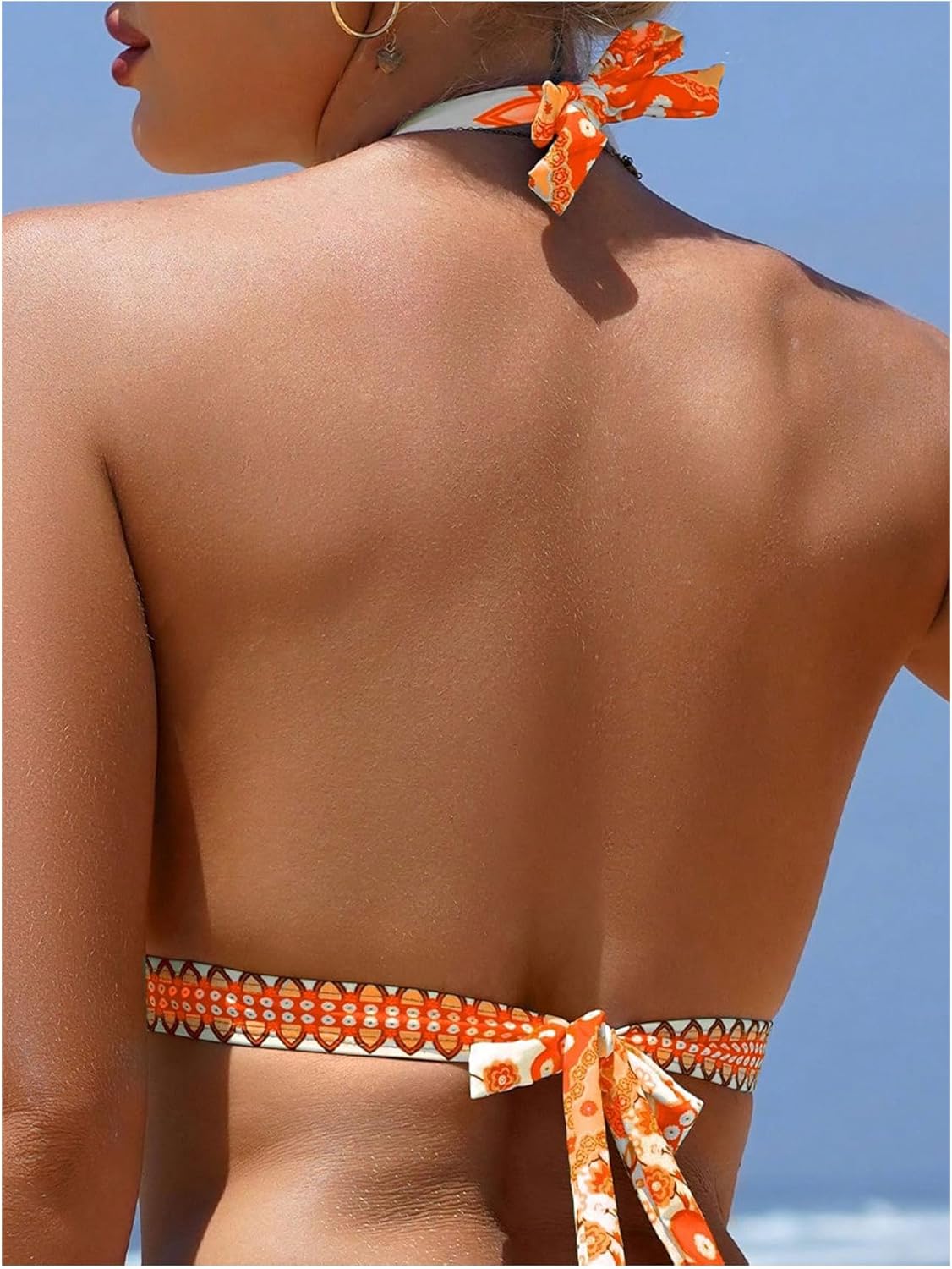 Milumia Women's Tropical Halter Bikini Top Tie Back O-Ring Linked Wireless Swimsuit Bathing Suits Top only - Image 3