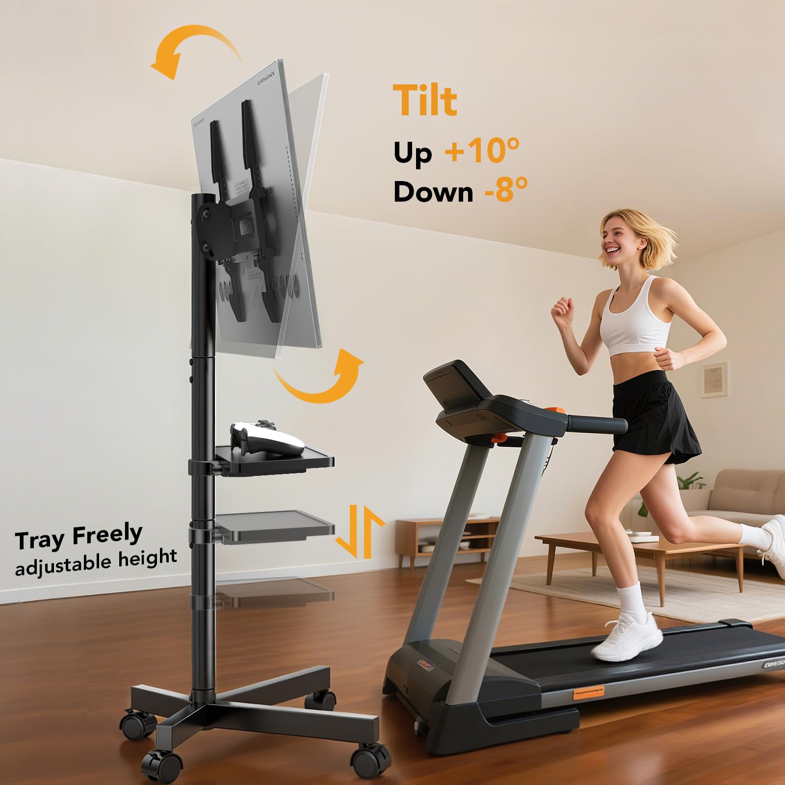 Hemudu Supporto TV da Pavimento, Porta TV da Terra Mobile per TV da 23-60 LED, LCD Pollici, Carrello Porta TV con Ruote con Ripiano, fino a 35kg, Max VESA 400x400mm