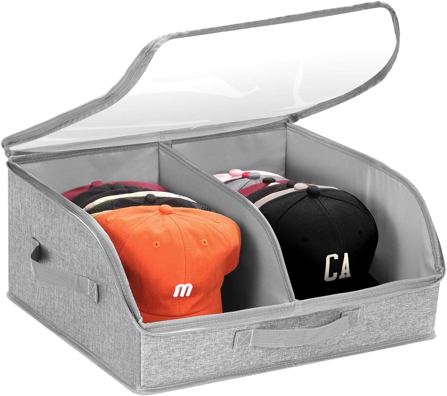 Hat Organizer for Baseball Caps, Large Hat Storage Box for Closet, Gray