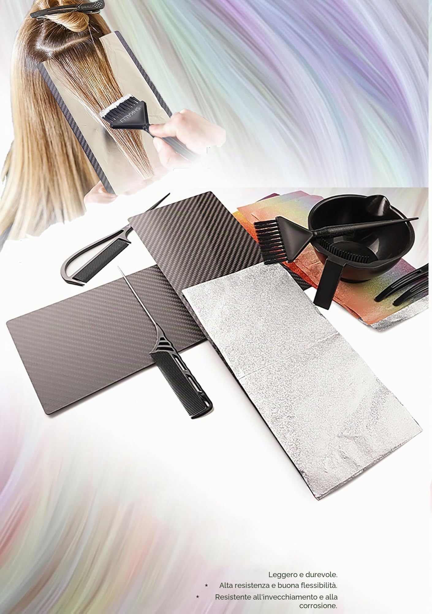 Tavoletta per balayage in fibra di carbonio opaca è uno strumento per la colorazione dei capelli per saloni professionali e parrucchieri - Tavoletta per colorazione dei capelli per tintura
