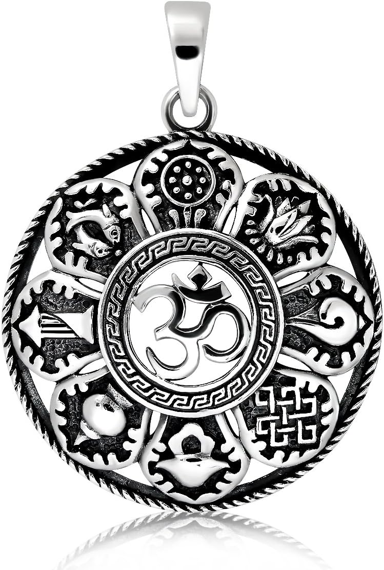 WithLoveSilver 925 Sterling Silver Om Ohm Buddha Tibet Amulet Tibetan Pendant