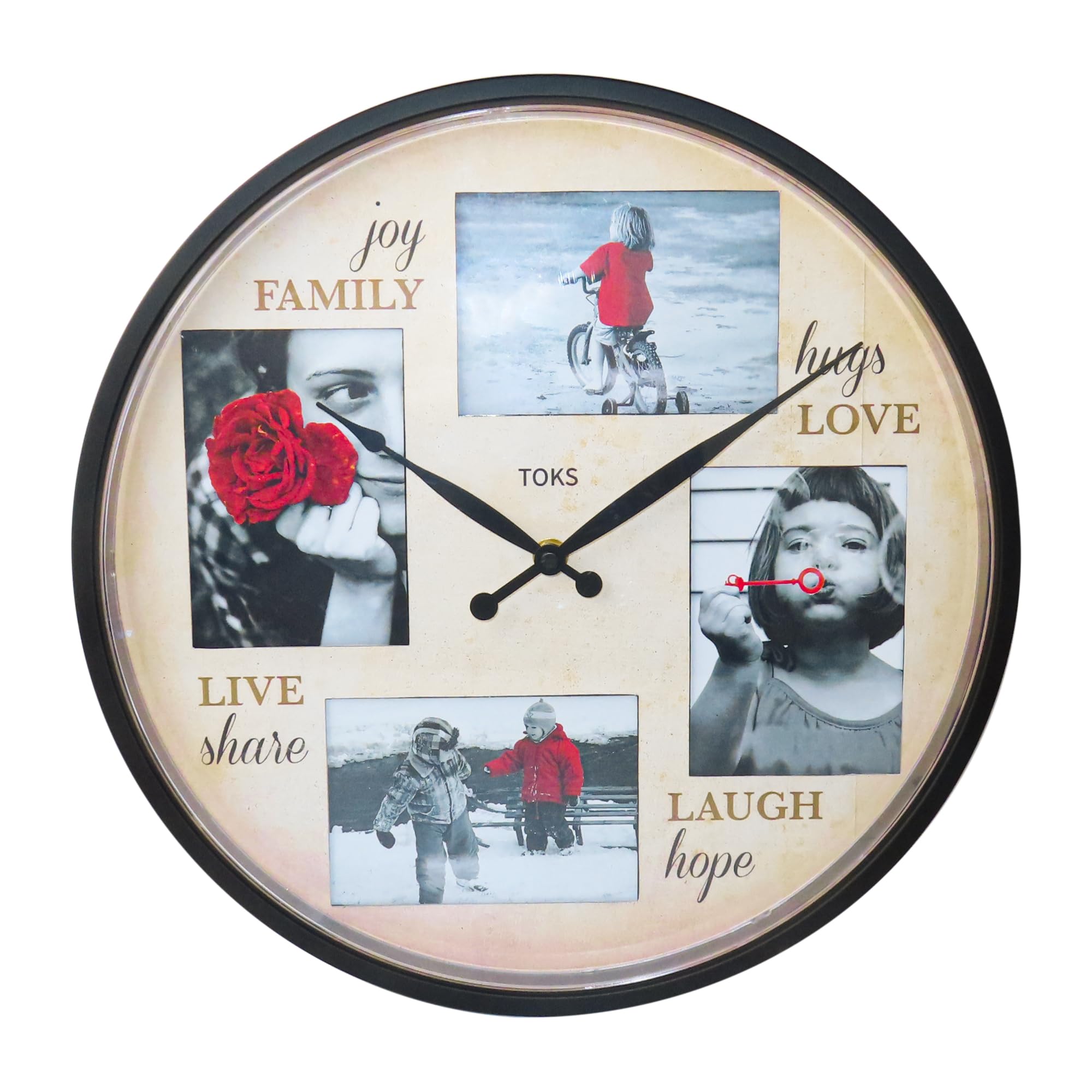 Horloge murale avec cadre photo personnalisé mouvement silencieux analogique