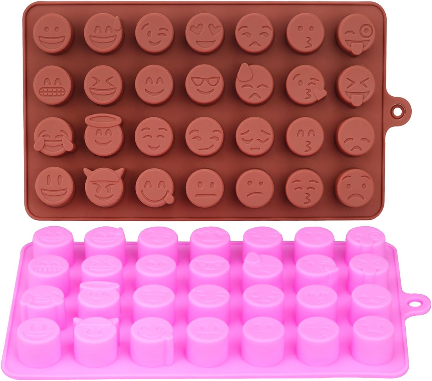GeMoor Emoji Chocolate Tray Mould, Silicone Chocolate Candy Jelly Molds - 2 Pack