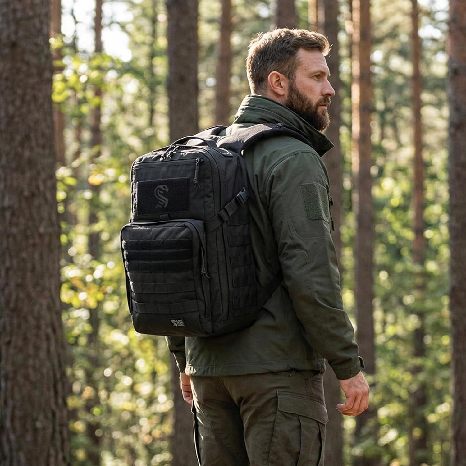 MGFLASHFORCE Molle Military Tactical Backpack for Men, 30L Daypack Army Rucksack Pack, Bug Out Bag, 15.6" Laptop Compartment (Black)