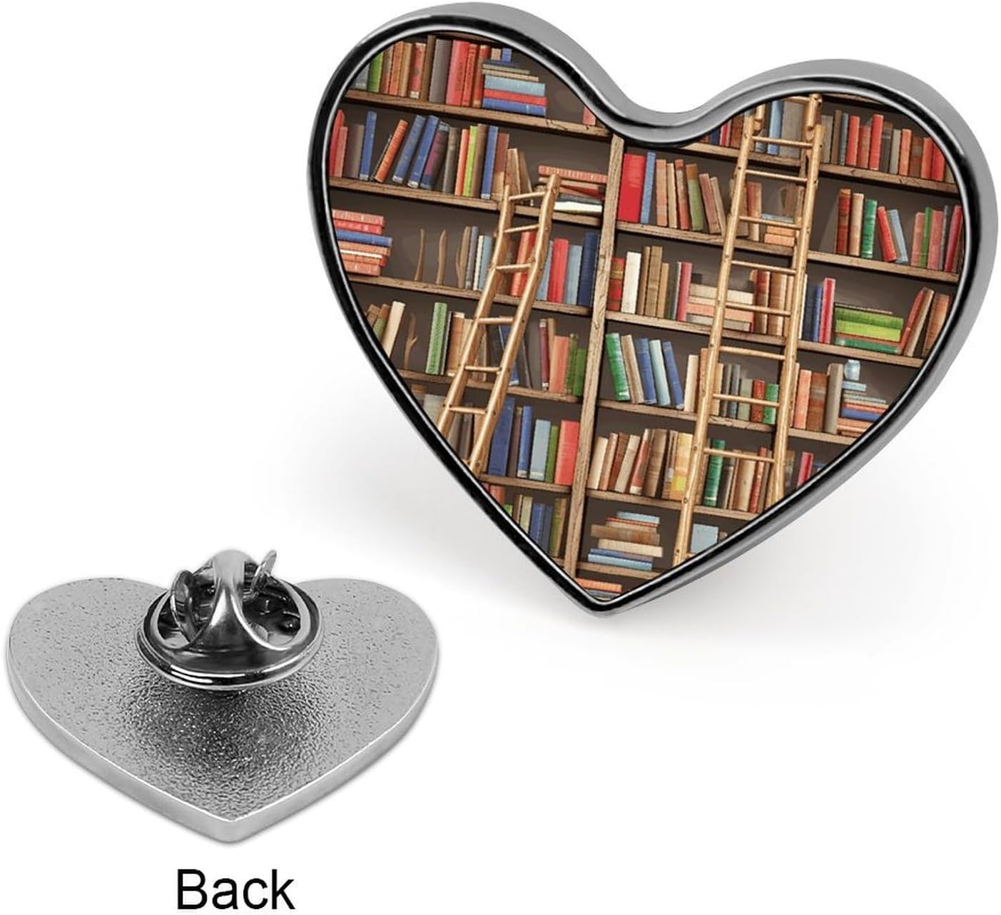 Book Ladder Heart Badge Lapel Pin for Bag Hat Backpack image 3
