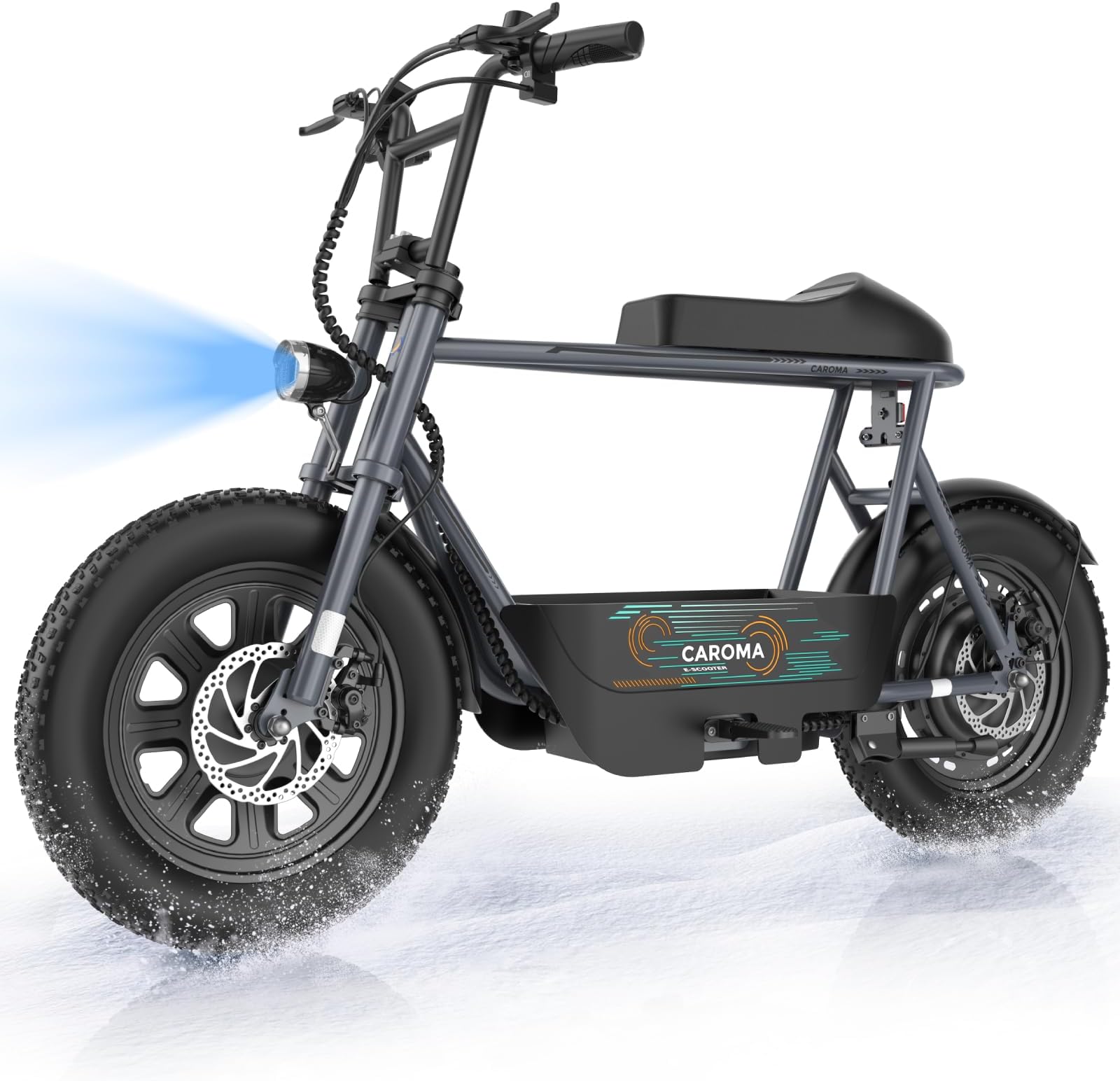Caroma Peak 560W Electric Scooter with Seat, 16" Fat Tire Electric Scooter for Adults & Teens, 15 Miles Ranges 20MPH Max Speed, Electric Motorcycle for Commuting with Basket Grey