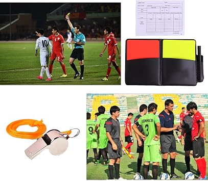 2PCS Referee Kit, Red And Yellow Referee Cards, Match Referee Set With 2 Referee Whistles, Football Sports Dial Label, Sports Ref Kit Score Book for Football Soccer Match