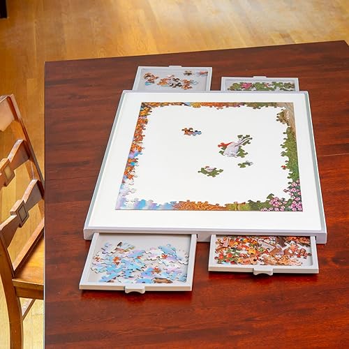 Miniatura 6 de Bits and Pieces - Tablero de rompecabezas de 1500 piezas con cajones - Jumbo Pro Plateau - Organizador ligero de rompecabezas de lujo de mesa y
