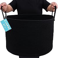 Vista 10 de OrganiHaus - Canasta tejida extragrande, alta y suave para almacenamiento de lavandería, sala de estar, almohadas y mantas, bohemia, 15 x 18