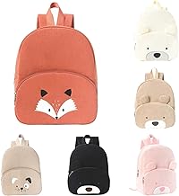 Animal Velours Côtelé Ado Sac à Dos, Avec Bretelles Réglables, Doux Résistant, Léger Design Adapté à l'école et Aux Voyages, Ours Chiot Renard Motif Enfant Sac