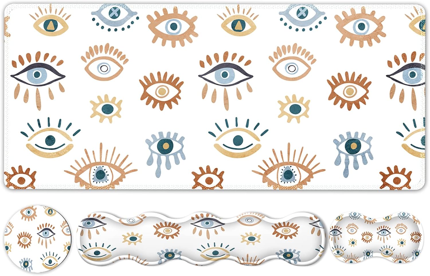 iLeadon Keyboard Mouse Pad Set, Large Gaming Mouse Pad + Keyboard Wrist Rest + Mouse Pad with Wrist Support + Coaster, Easy Typing Pain Relief, 35.4x15.7in Desk Mat for Home Office, Boho : Office Products