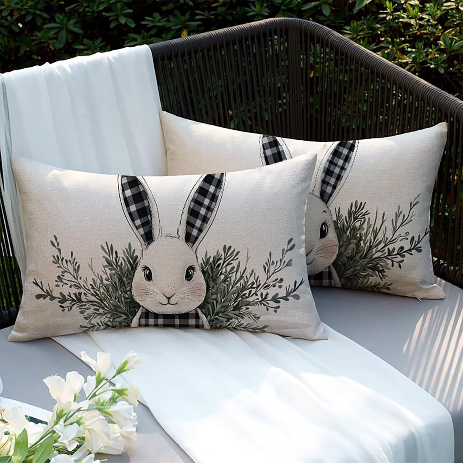 Coussins canapé pour canapé lit jardin Pâques housses de coussins lin 60x40