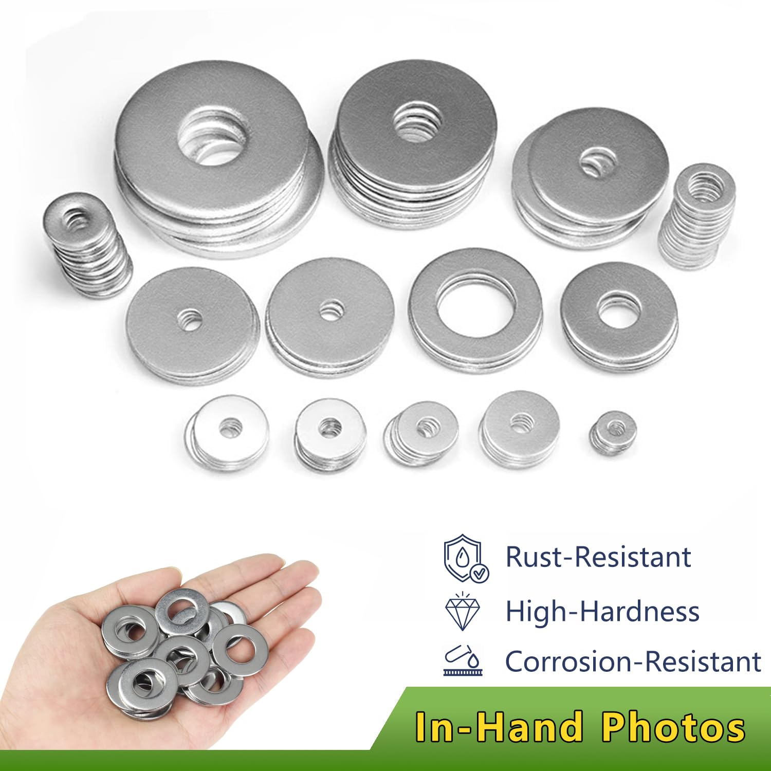 50Pcs M8 Flat Washers,304 Stainless Steel Metal Washers,M8 x 10mm OD,1.5mm Thick Washer for Screws and Bolts Fasteners - Image 4