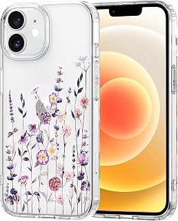Handy Hülle Kompatibel mit iPhone 12 / iPhone 12 Pro, Aesthetic Blumen Muster Handyhülle Nie Vergilbung Dünn Transparent Hard PC Rückseite Stoßfester Kratzfest Schutzhülle Case, Klar