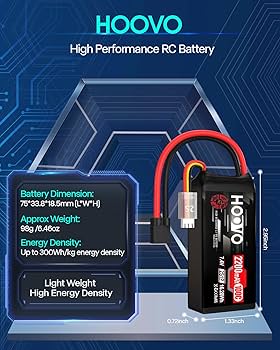 Amazon.com: HOOVO 2S Shorty Lipo Battery 2200mAh 100C 7.4V RC Lipo