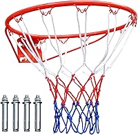 MIUDGIG 18" Heavy Duty Breakaway Basketball Rim Replacement with Net - Universal Fit Steel Rim for In-Ground & Wall-Mount Hoops, Indoor/Outdoor