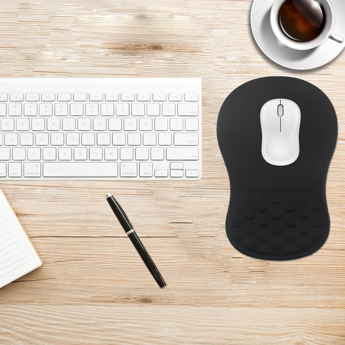 Kit Repose-Poignet Ergonomique Clavier + Tapis Souris – Mousse Mémoire Anti-Fatigue – Bureau Gamer & Travail (Noir)