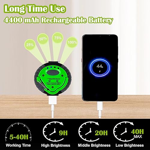 Miniatura 18 de LIT-PaTH Linterna LED para campamento, luz recargable con base magnética, 2200 mAh, kit de supervivencia para emergencias, huracanes, apagones