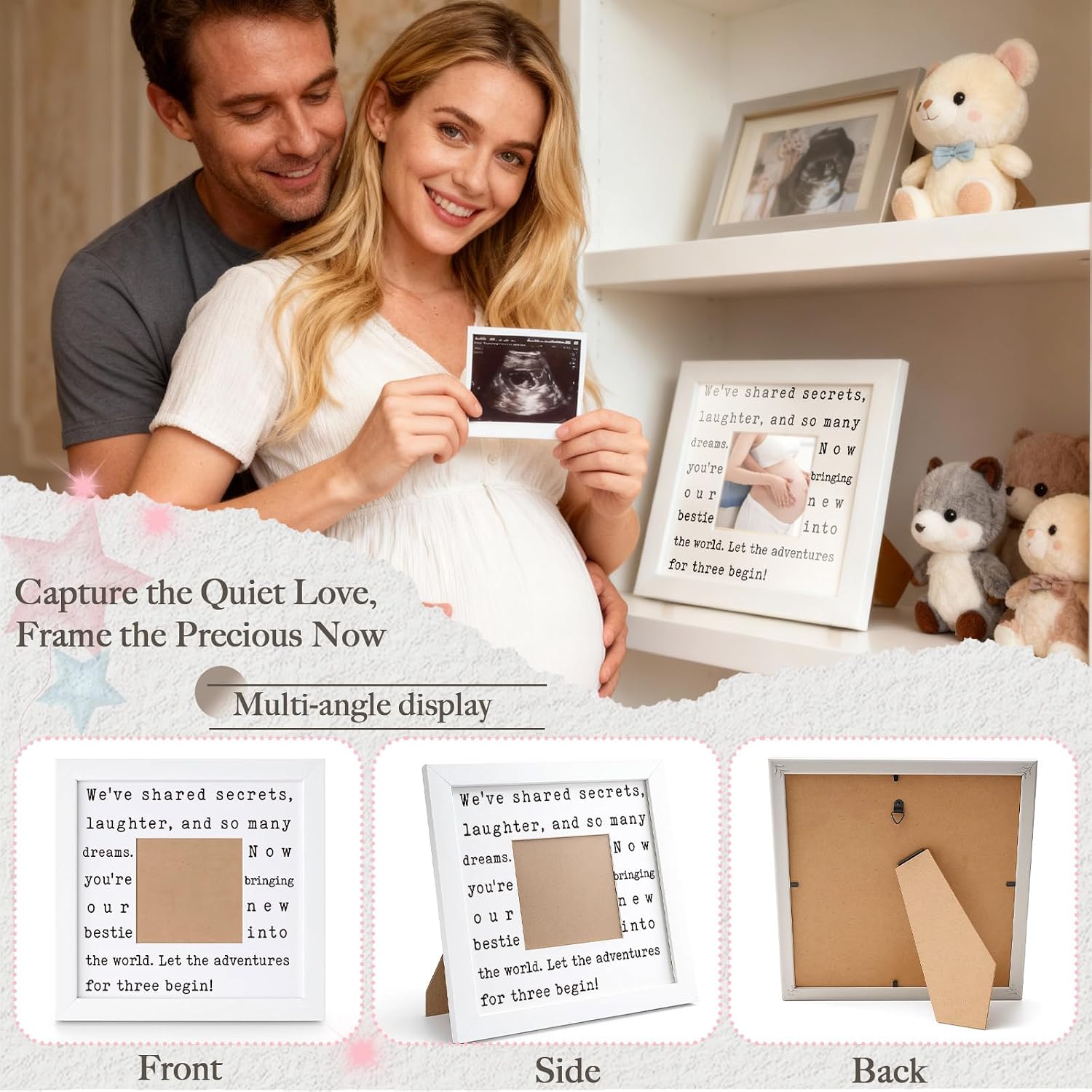 THYGIFTREE Baby Shower Gifts for Best Friend Pregnant Sister Sentimental New Bestie Keepsake Picture Frame First Time Mom Gift from Maid of Honor Aunt to Be Nursery Decor for Newborn Baby image 4