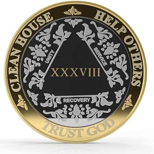 Miniatura 36 de Medallón anónimo de Alcohólicos Anónimos de Plata y Oro 1-60 años (20 años (XX)) Cápsula de Moneda AA Incluida