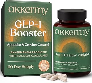Akkermansia Probiotic for Appetite Suppressant & Craving Control | Increases GLP-1 for Weight Loss | 60 Day Supply | Made in USA | Bacillus Coagulans, B2, D3 & Chromium | SIBO Friendly, Vegan