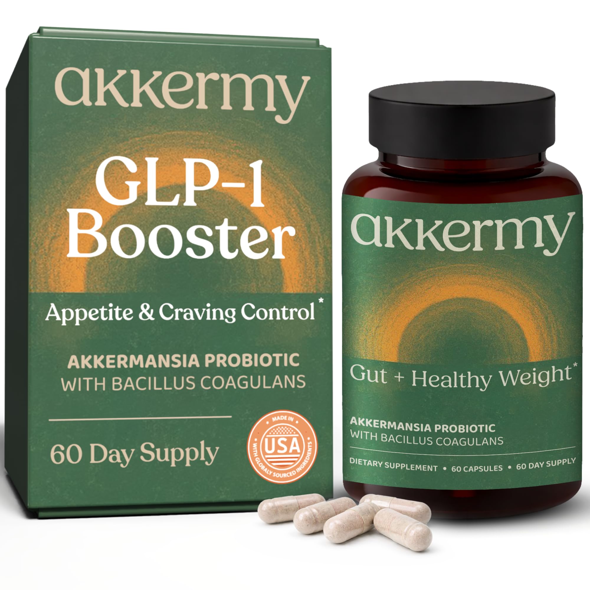 Akkermansia Probiotic for Appetite & Craving Control | Increases GLP-1 & Boosts Healthy Weight | 60 Day Supply | Made in USA | Bacillus Coagulans, B2, D3 & Chromium | SIBO Friendly, Vegan, Gluten Free