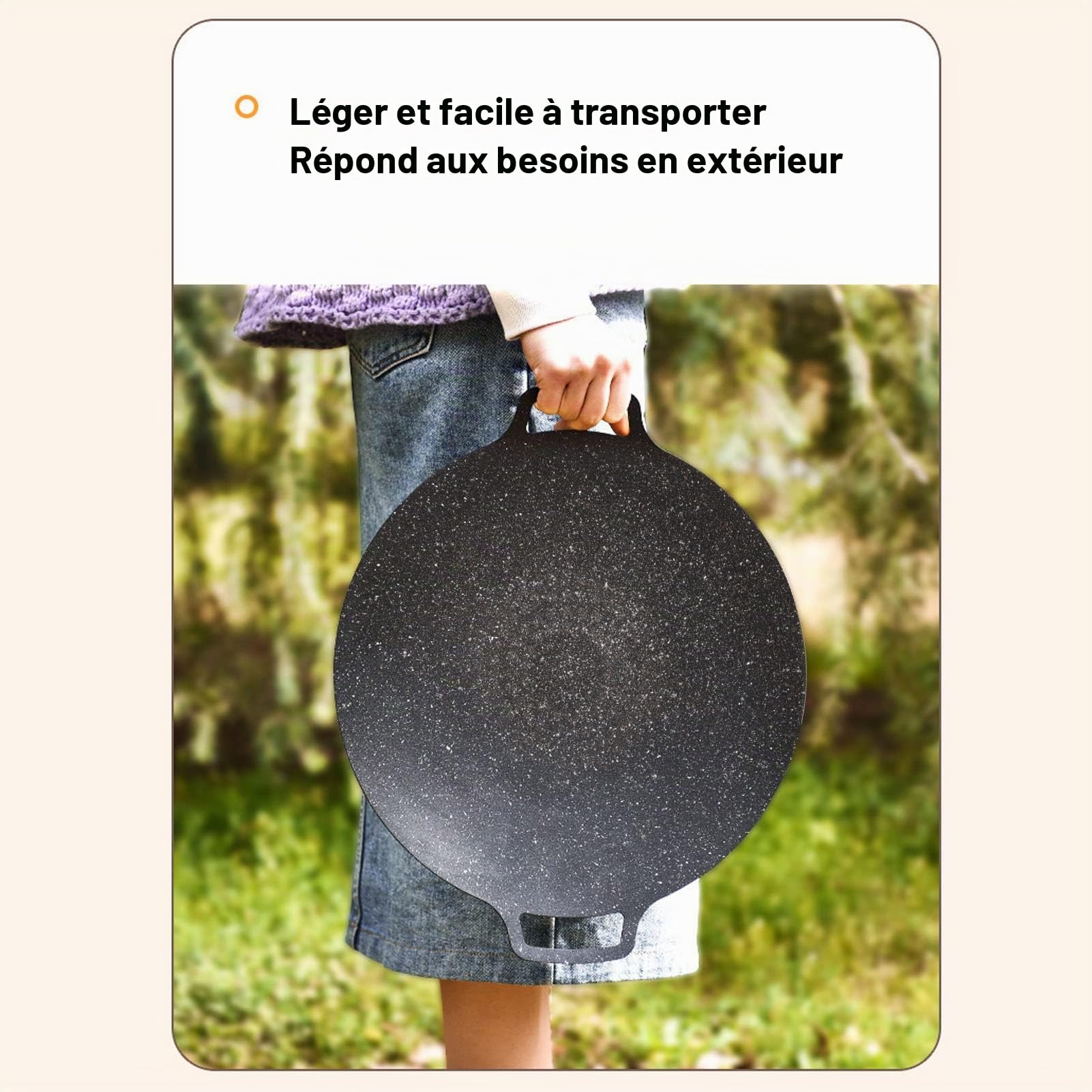 Poêle à Griller Coréenne, Poêle à Griller Ronde Antiadhésive pour Barbecue Coréen, Plaque à Griller Ronde avec Poignée, Plaque de Cuisson Multifonctionnelle (Universal Model 33cm)
