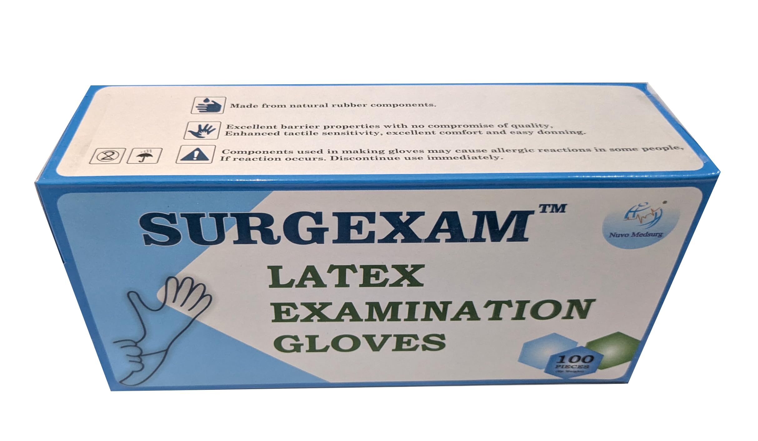 NUVO MEDSURG SURGEXAM White Latex Medical Examination Gloves | Medium | Pack of 100 | Disposable Hospital & Doctor Grade | Powdered Multipurpose Cleaning & Food Safe | Non-Sterile Surgical Quality