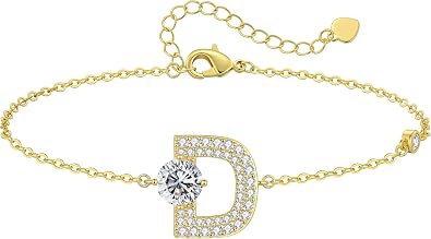 Mothers Day Gifts Initial Bracelets for Women A-Z Letter Bracelet, Dainty Adjustable Charm Bracelet, Personalized Charm Alphabet Jewelry Gifts for Mom Girlfriend Wife Birthday Christmas Valentines Day Anniversary