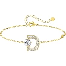 Mothers Day Gifts Initial Bracelets for Women A-Z Letter Bracelet, Dainty Adjustable Charm Bracelet, Personalized Charm Alphabet Jewelry Gifts for Mom Girlfriend Wife Birthday Christmas Valentines Day Anniversary
