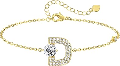 LOUISA SECRET Women's Platinum Copper Initials A-Z Alphabet Bracelet, Jewellery Gift for Women/Children/Her/Mother/Birthday/Mother's Day, Christmas, Valentine's Day