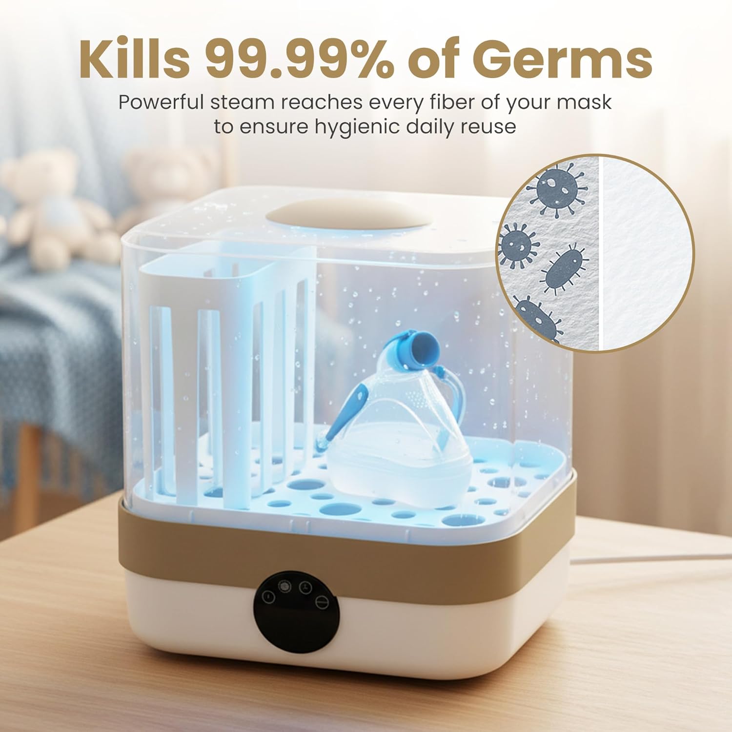 Cleaner and Sanitizing Machine, Cleaning Machine for Masks & Bottles, Deep Machine Cleaner with Hose Brush Kit, Steam Cleaning & HEPA Air Drying System