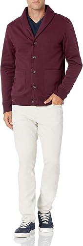 Amazon Essentials Cardigan a Maniche Lunghe con Collo a Scialle Uomo, Bordeaux, XL - 6