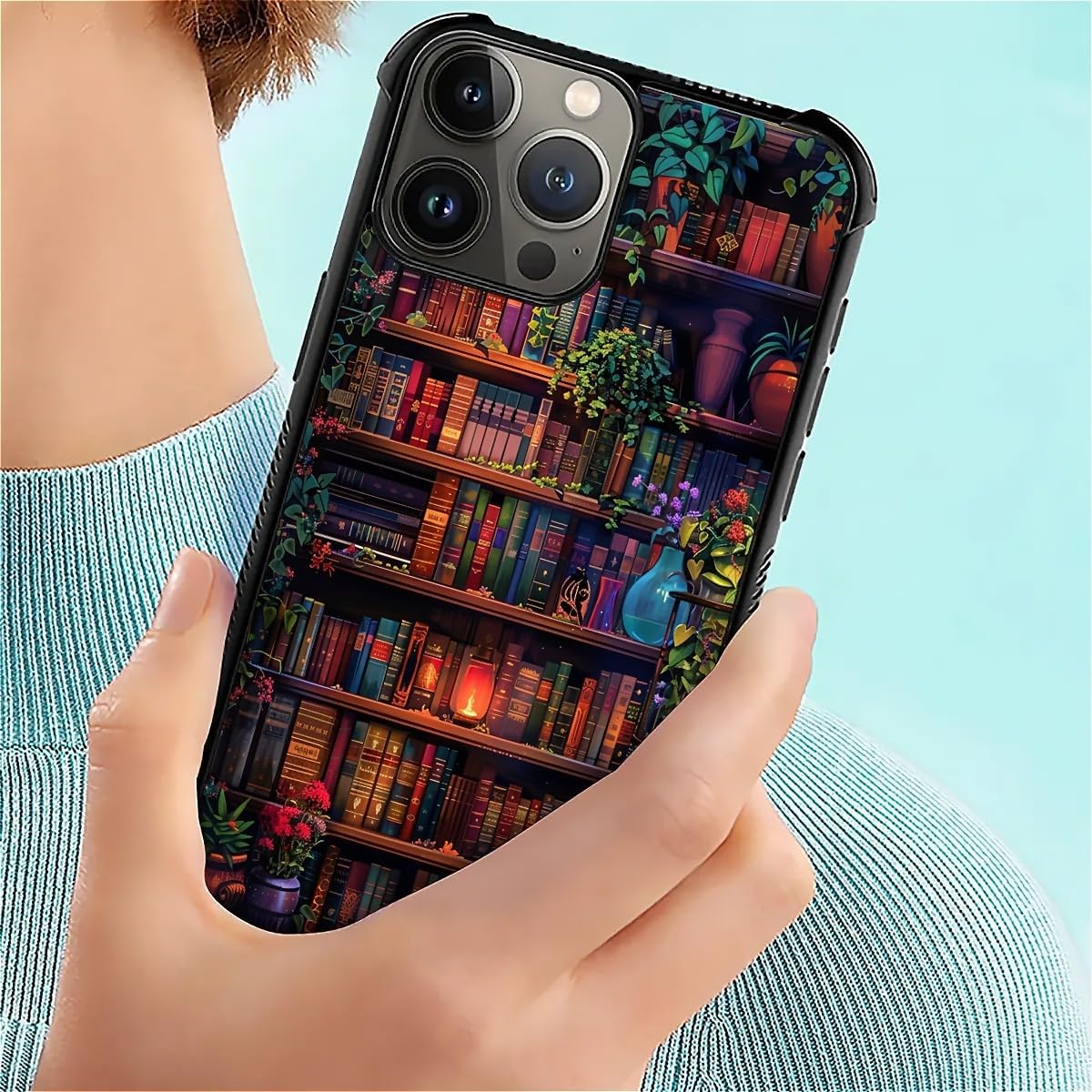 CARLOCA Compatible with iPhone 16 Pro Case,Colorful Book Wall Flowers for Men Woman,Anti-Scratch Soft TPU Shockproof Unique Protective Cover Pattern Design - Image 7