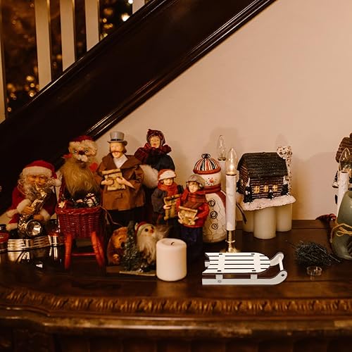 Miniatura 8 de jojofuny 12 piezas de adorno de trineo de Navidad, decoración de madera, manualidades de madera, decoración del hogar, trineo en miniatura,