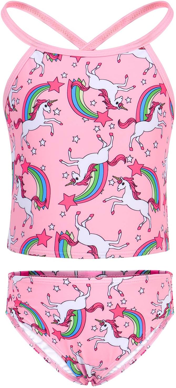 Unicorn Swimsuit Toddler Girls Rainbow Two Pieces Swimwear Bathing Suit Bikinis