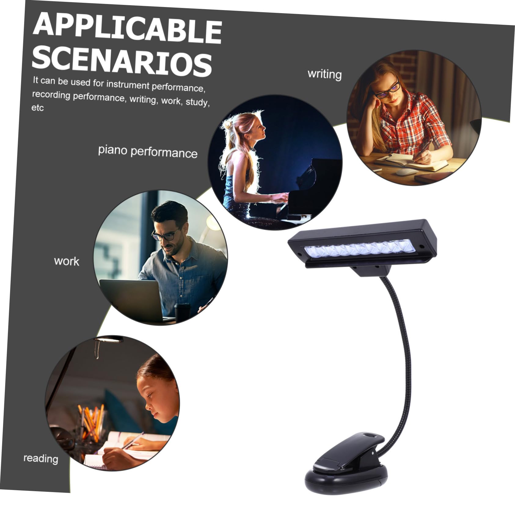 VICASKY 5 Pièces Lampe Clip LED pour Pupitre de Musique Réglable Lampe de Bureau Portable Protection des Yeux pour Étude Nocturne